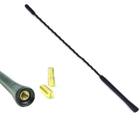 Universal Black Large 40cm Car Whip Aerial Antenna FM/AM Radio Reception Includes Adapters
