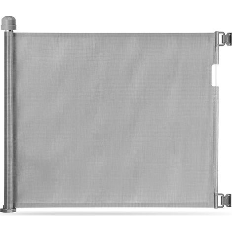 Barrière de Sécurité Rétractable pour Bébés et Chiens(0 à 130 cm), Barrière de Securité Escalier, Barrière Sécurité Enfant Relocalisable, pour Une Utilisation à l'Intérieure et à l'Extérieure, Gris (1/2)