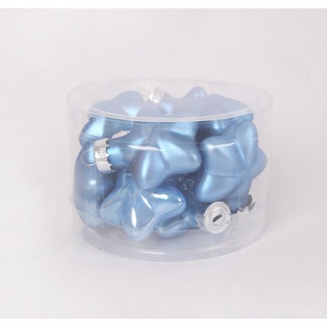 TrendLine Weihnachtskugeln aus Glas Sterne Ø 4 cm sky blue 12 Stück Weihnachtskugel