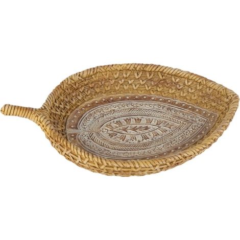 Panier tressé en imitation lin : décoration de bureau pour ranger et décorer vos affaires - 25,5 x 17 x 5,5 cm (1/5)