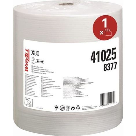 KIMBERLY-CLARK Wischtuch WYPALL X80 8377 L.ca.315xB.ca.310mm weiß 1-lagig 475 Tü./Rl. (1/2)