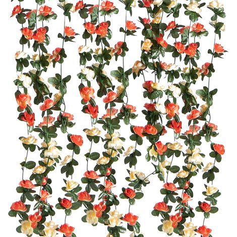 Lot de 6 Guirlandes Roses Artificielles 49FT Lierre Artificial Guirlande Vignes Suspendus Fleurs en Soie pour DéCoration Arche de Mariage Maison Jardin FêTe (Champagnes) (1/5)