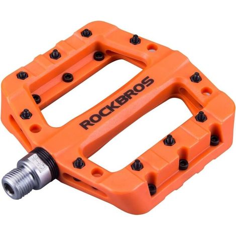 Set of 1 pair. Mountain bike/BMX pedals. 9/16" nylon pedals. Road bike pedals with 3 bearings. Anti-slip (Orange) (1/5)