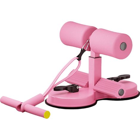 Barre d'abdominaux - Support de pieds pour abdominaux avec 2 ventouses élastiques et cordon de serrage - Appareil d'assistance portable pour les abdominaux à domicile - poudre (1/4)