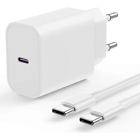 Chargeur rapide compatible avec iOS 16/15 Pro, port USB-C 20 W, livré avec un câble de données USB-C de 2 mètres, compatible avec iOS 16 Pro Max/15/15 Plus/Pro/Air. (1/5)