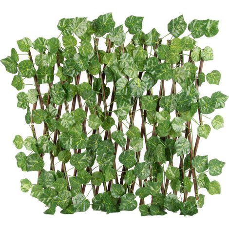 Irovami Clôture artificielle extensible occultante, panneau rétractable avec fausses feuilles, treillis en bois décoratif, mur végétal (1/5)