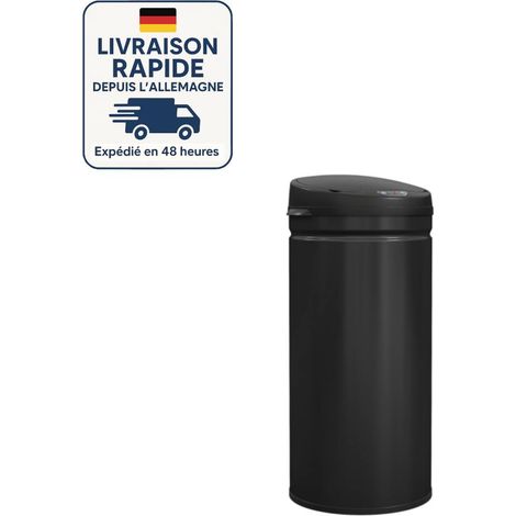 Cubo de basura automático con sensor de 42 L, acero al carbono, cierre suave, sin contacto, color negro (1/5)
