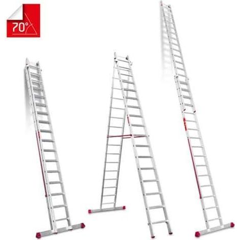 Escalera multiuso de 2 tramos con peldaños cómodos Peldaños 16-17 EN1417 FARAONE