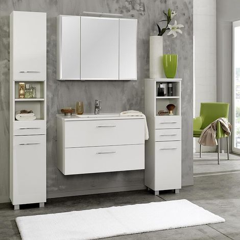 Badmöbel Set BERGAMO-03, 4-teilig, weiß, B x H x T ca.: 180 x 200 x 48cm (1/5)