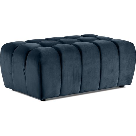 Pouf capitonné LARKO velours-Bleu pétrole (1/2)