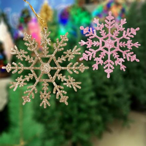 Guirlande De Flocons De Neige - Ornement En Plastique Rigide Avec Paillettes - Pour Arbre De Noël Fenêtres Et Décoration Hivernale - 108 Pièces