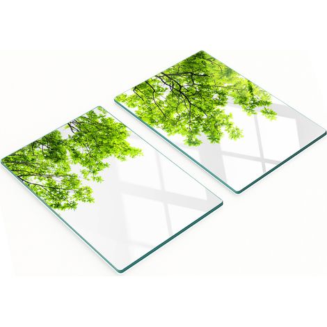 Tablas de cocina de vidrio templado con gr谩ficos, 2 piezas, hojas de roble, 2x40x52 cm (1/5)