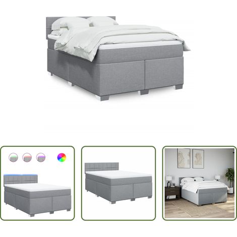 Matelas à ressorts ensachés - Sommier à lattes de lit avec matelas Gris clair 160x200cm Tissu (1/5)