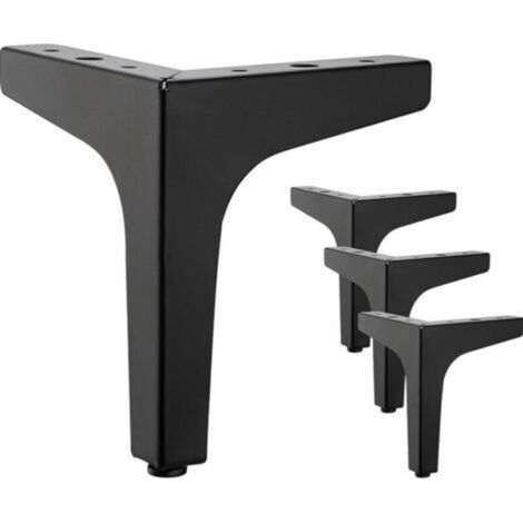 [JAMAIS UTILISÉ] Lot de 4 meubles en métal noir de 10 cm - Pour armoire, canapé, table basse, meuble TV et autres pieds de meubles (1/4)