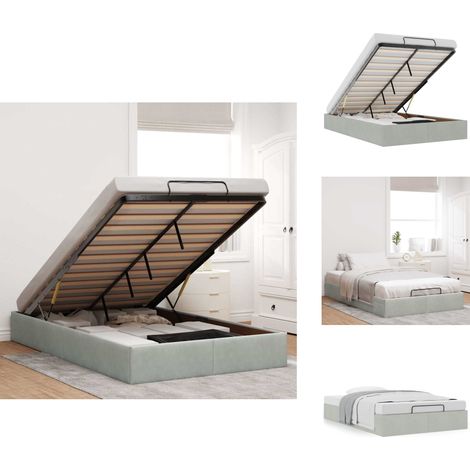 Cadre de lit ottoman sans matelas gris clair 120x190 cm velours - Lit Ottoman - Lits Ottoman - Cadre De Lit - Cadre De Lit Avec Rangement (1/5)