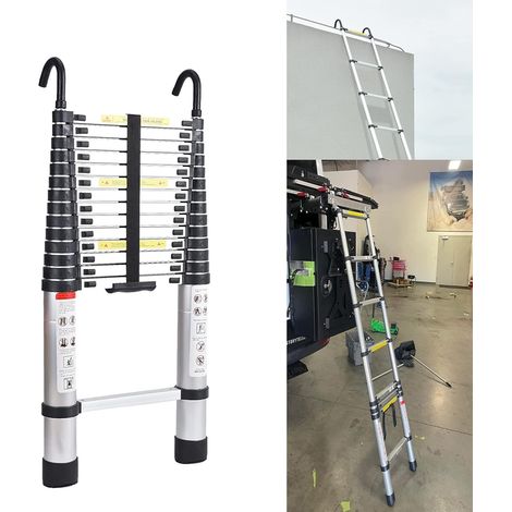 4.4M Telescopic Ladder Multi-Purpose Aluminium Telescoping Ladder Extendable Portable Household Ladder Extension Ladder for Outdoor Indoor Home (1/5)