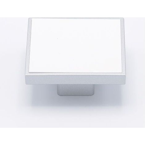 Maniglia quadrata con inserto bianco centrale effetto alluminio 65x65x25 - 405 Quadra (1/2)