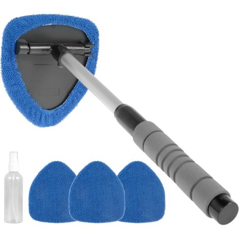 Autofensterreiniger mit Bürste und ausziehbarem Griff, Mikrofaser, 4 wiederverwendbare Pads für den Innen- und Außenbereich des Fahrzeugs (1/5)