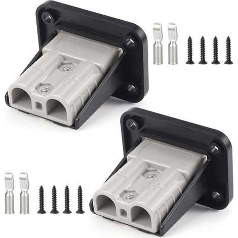 Lot de 2 50A Prise encastrée Prise de Charge, Batterie Connecteur avec Plaque de Montage Compatible avec Montage Encastré, pour Caravane Camion Chariot élévateur (1/5)