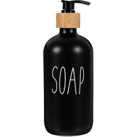 Distributeur de savon pour les mains en verre, distributeur de liquide vaisselle rechargeable, distributeur à pompe, distributeur de lotion-20.20X7.50X7.50CM-Black