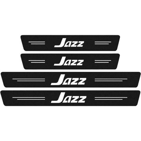 (4 pièces) Seuil de porte en fibre de carbone pour voiture Honda Jazz : protection de seuil de porte,autocollant de pédale,logo,coffre,pare-chocs arrière (1/3)