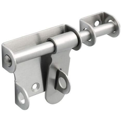 Robuste Verrou Porte Coulissante - Exterieur/Interieure, Loquet Portail en Acier Inoxydable pour Fenêtre, Placard et Jardin, Finition Brossée, Barre de 120MM (1/5)