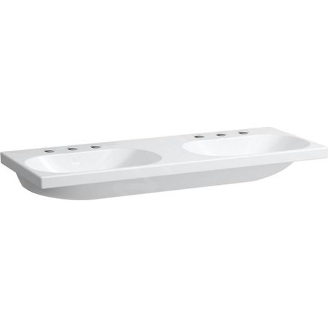 Laufen Lua - Double lavabo de meuble 46x120 cm, sans trop-plein, trous pour robinetterie, blanc H8140810001581 (1/2)