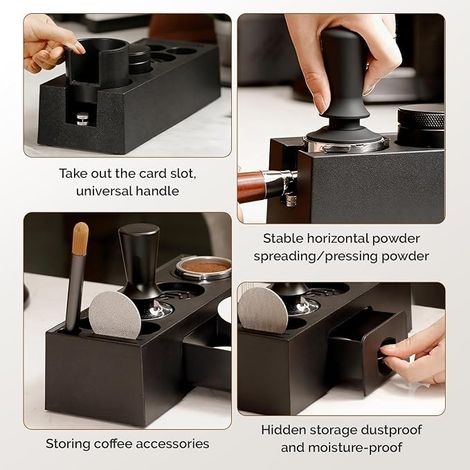 Tamper Station 51-58 mm with Storage Drawer Universal Coffee Tamper Made of ABS Barista Accessories Suitable for Door Filters Espresso Coffee Tamper (1/4)