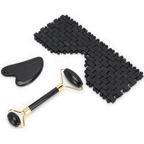 Kit de massage facial Gua Sha en obsidienne (3 pièces) (1/5)