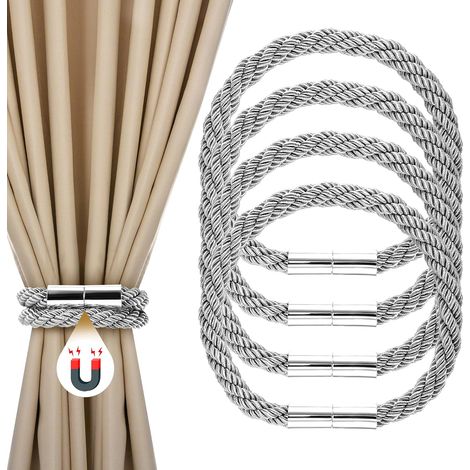 Fermacravatte magnetiche per tende (set da 4) — Fermacravatte magnetiche per tende per la decorazione di finestre (casa, ufficio, hotel) – Argento (1/5)
