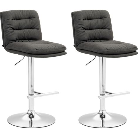 Set di 2 sgabelli da bar in tessuto Damar grigio scuro cromo