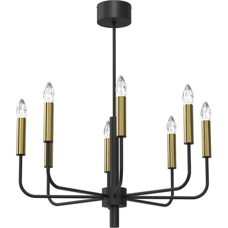 Suspension chandelier Akasya noir/or 8xE14 Luminex