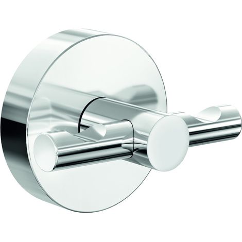 tesa SMOOZ Handtuchhaken, verchromter Edelstahl - Bad-Haken zur Wandbefestigung ohne Bohren, inkl. Klebelösung - 63 mm x 50 mm x 50 mm (1/2)