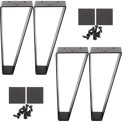 4pcs Pieds de meubles trapézoïdaux en métal avec coussinet antidérapant, pieds de table modernes très résistants pour meubles, canapés, armoires (1/5)