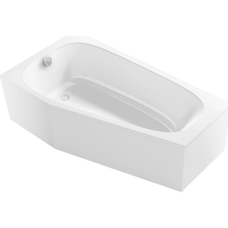 Pack baignoire bain douche 170 x 90 JACOB DELAFON Bastille vidage à gauche blanc brillant + tablier en niche