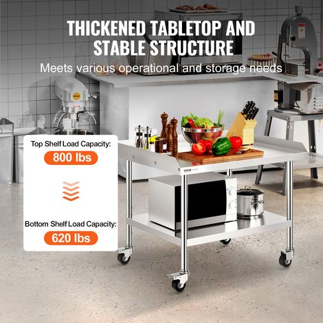 Table de Travail en Acier Inoxydable 76 - 2 x 91 - 4 x 76 - 2 cm (1/5)