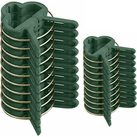 Clip De Soutien Pour Plantes - En Plastique Et Fil Galvanisé - Vert - Pour Jardin Et Arbres Fruitiers - 10 Pièces Petites Et 10 Pièces Grandes (1/5)