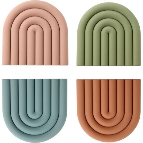 Silicone Trivets, Silicone Oven Mitts, Trivets, Colorful Pan Protectors, Heat Resistant, Non-Slip Protection, Coasters for Glasses and Bowls, and Decoration, 4 Pieces (1/4)
