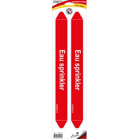 Planche de 2 marqueurs de tuyauterie 450 x 52 mm pour Ø 70 à 100 mm - Eau sprinkler - 4702308