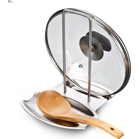 Porte-Couverts - Inox - Support Cuillère - Acier Inoxydable - 18x15x20 cm - Facile à Nettoyer (1/4)
