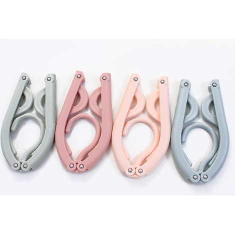 Lot de 4 cintres pliables de voyage avec clips Cintres de camping Cintres en plastique, cintres pliants multifonctionnels (1/5)