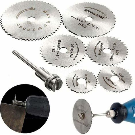 Bardusch-Lot de 6 lames de scie HSS avec tige d'extension de tige 1 pc 1/8", jeu de roues de coupe pour outils rotatifs (1/4)