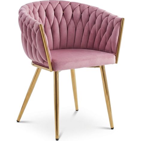 Chaise - leobert - orion - velours rose clairpieds dores - 61 x 55 x 79 cm 211770222