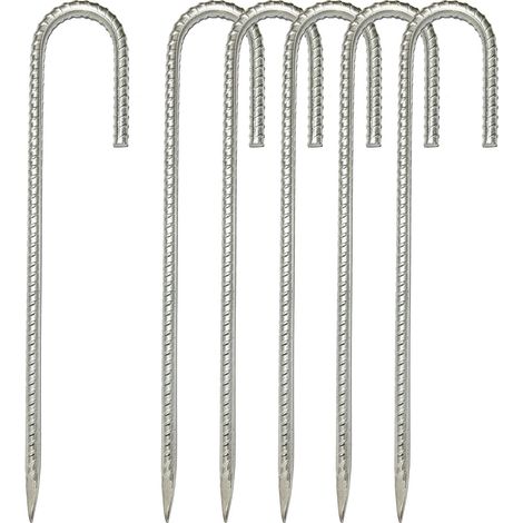 BRAVIX 30cm Piquets d'ancrage Résistants en Acier Galvanisé Antirouille avec Crochets en J pour Tentes de Trampoline - Convient pour Camp, Jardin, Abri et Balançoires