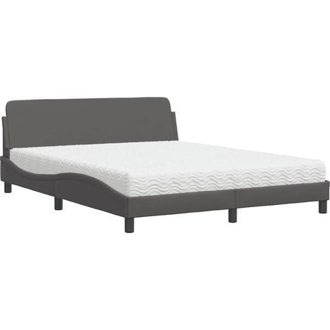 Maison Exclusive - Lit avec matelas Dover gris 160x200 cm similicuir (1/5)