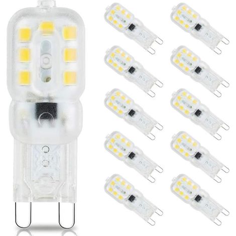 G9 LED Bulb, 3W G9 LED Lamps (Equivalent to 33W G9 Halogen Bulbs), 6000K Cool White G9 LED Bulbs, Flicker-Free, 360 Degree Beam Angle, AC 220-240V, 10-Pack [Energy Class E] (1/4)