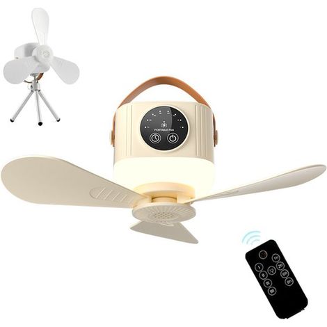 Ventilatore da campeggio,Ventilatore portatile da campeggio,Con 4 velocità e funzione timer,Luce notturna a 3 impostazioni,Beige (1/5)