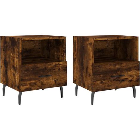 Maison Exclusive - Nachttische 2 Stk. Räuchereiche 40x35x47,5 cm (1/5)
