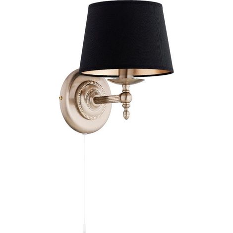 Alfa ROKSANA Classic Decorative Wall Sconce Light, Gold/Brass & Black Metal Indoor Wall Lamp, 1x E14 Max 10W, IP20, Dimmable, 22x20x24cm, ALF91521, for Living Room, Bedroom, Hallway