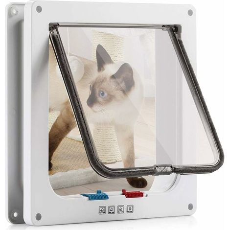 Chatière magnétique 4 voies pour chat et petit chien Dimensions L-25x23.5 cm Installation facile sur murs et portes Silencieuse et résistante